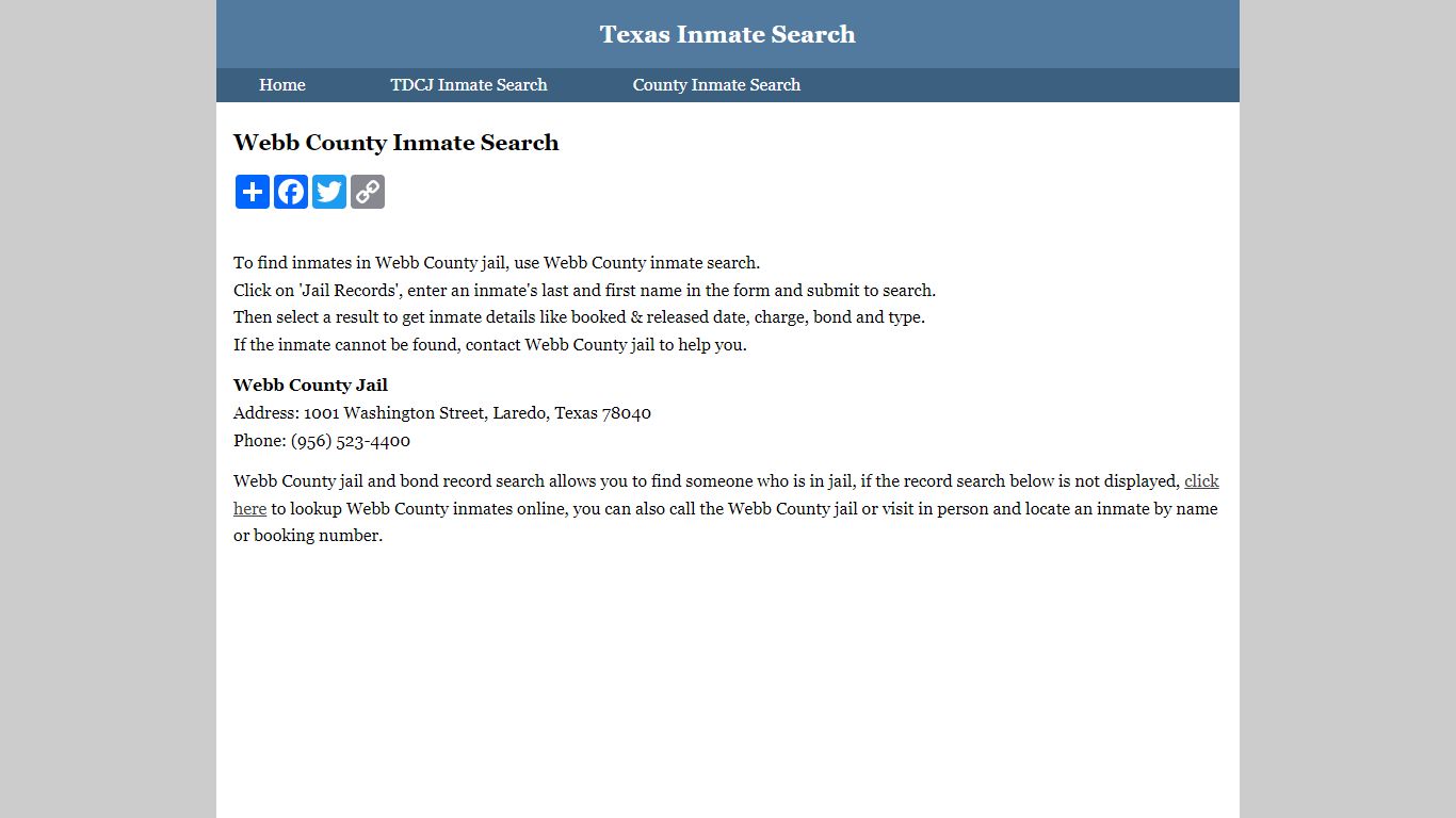 Webb County Inmate Search